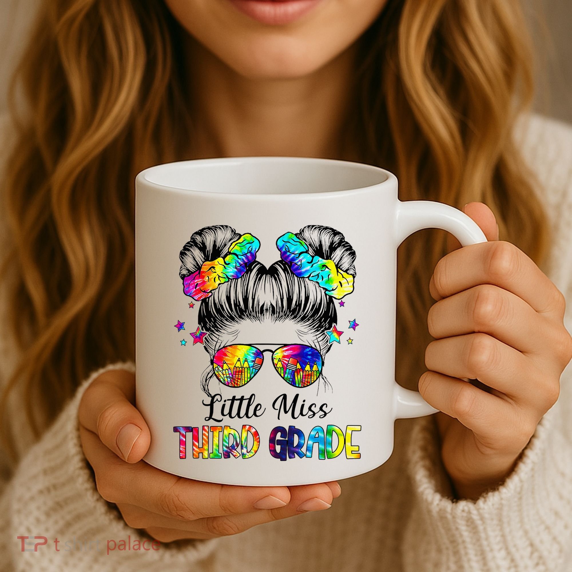 Little Miss Third Grade Messy Bun Back To School Coffee Mug