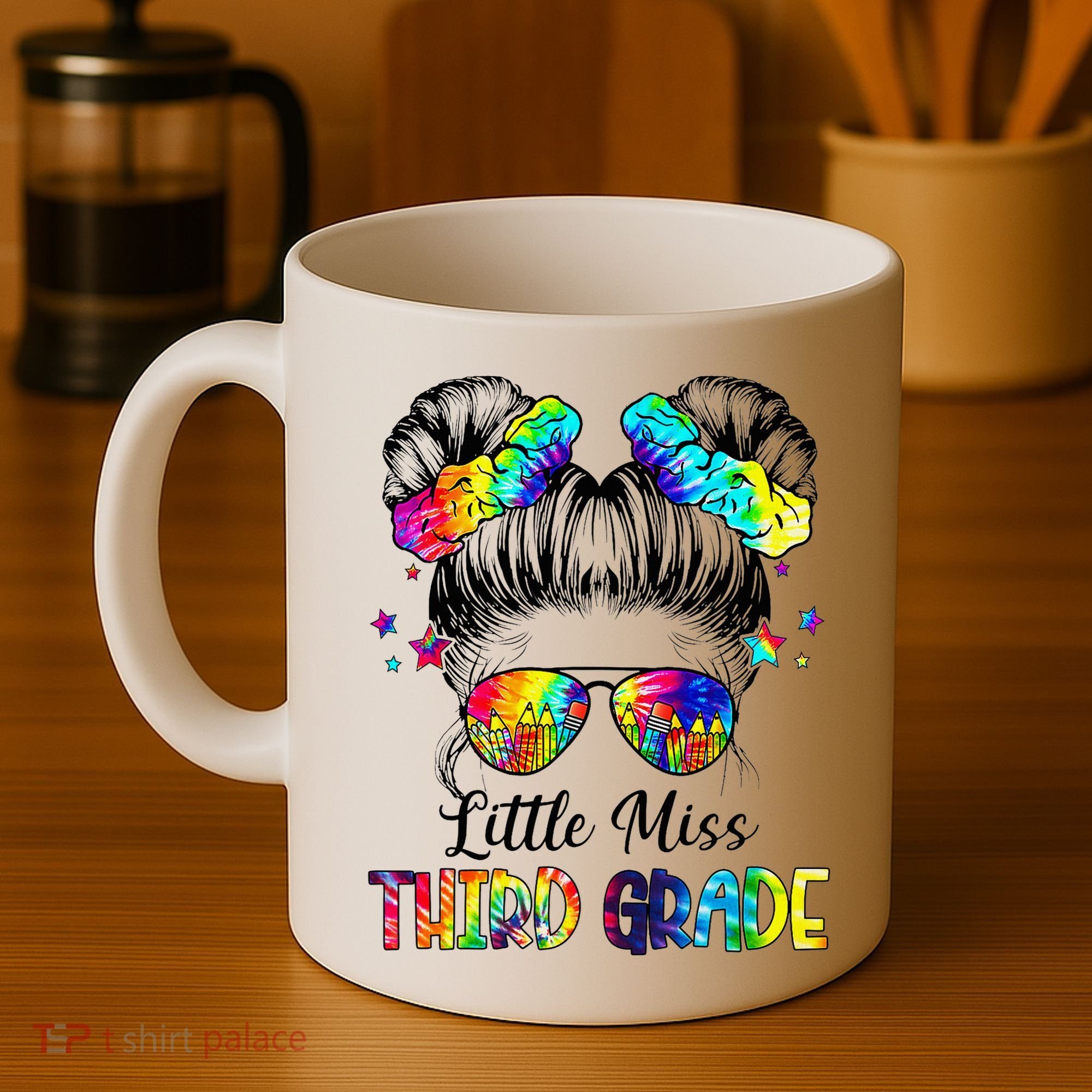 Little Miss Third Grade Messy Bun Back To School Coffee Mug