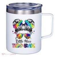 Little Miss Third Grade Messy Bun Back To School 12oz Stainless Steel Coffee Mug thumb 0