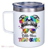 Little Miss Third Grade Messy Bun Back To School 12oz Stainless Steel Coffee Mug thumb 2