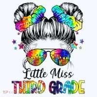 Little Miss Third Grade Messy Bun Back To School Hat thumb 2