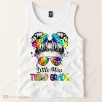 Little Miss Third Grade Messy Bun Back To School Tank Top thumb 2