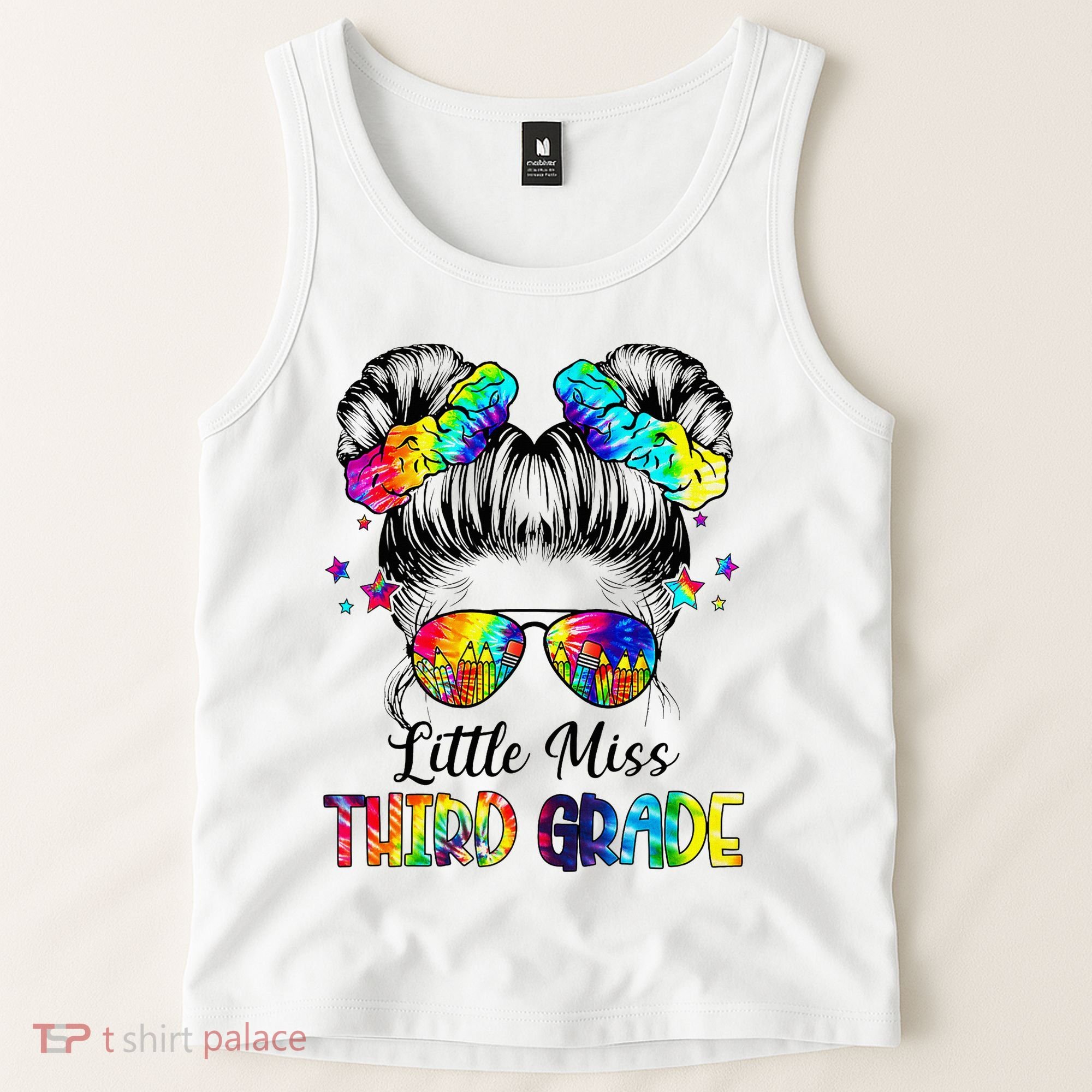 Little Miss Third Grade Messy Bun Back To School Tank Top