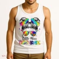 Little Miss Third Grade Messy Bun Back To School Tank Top thumb 3