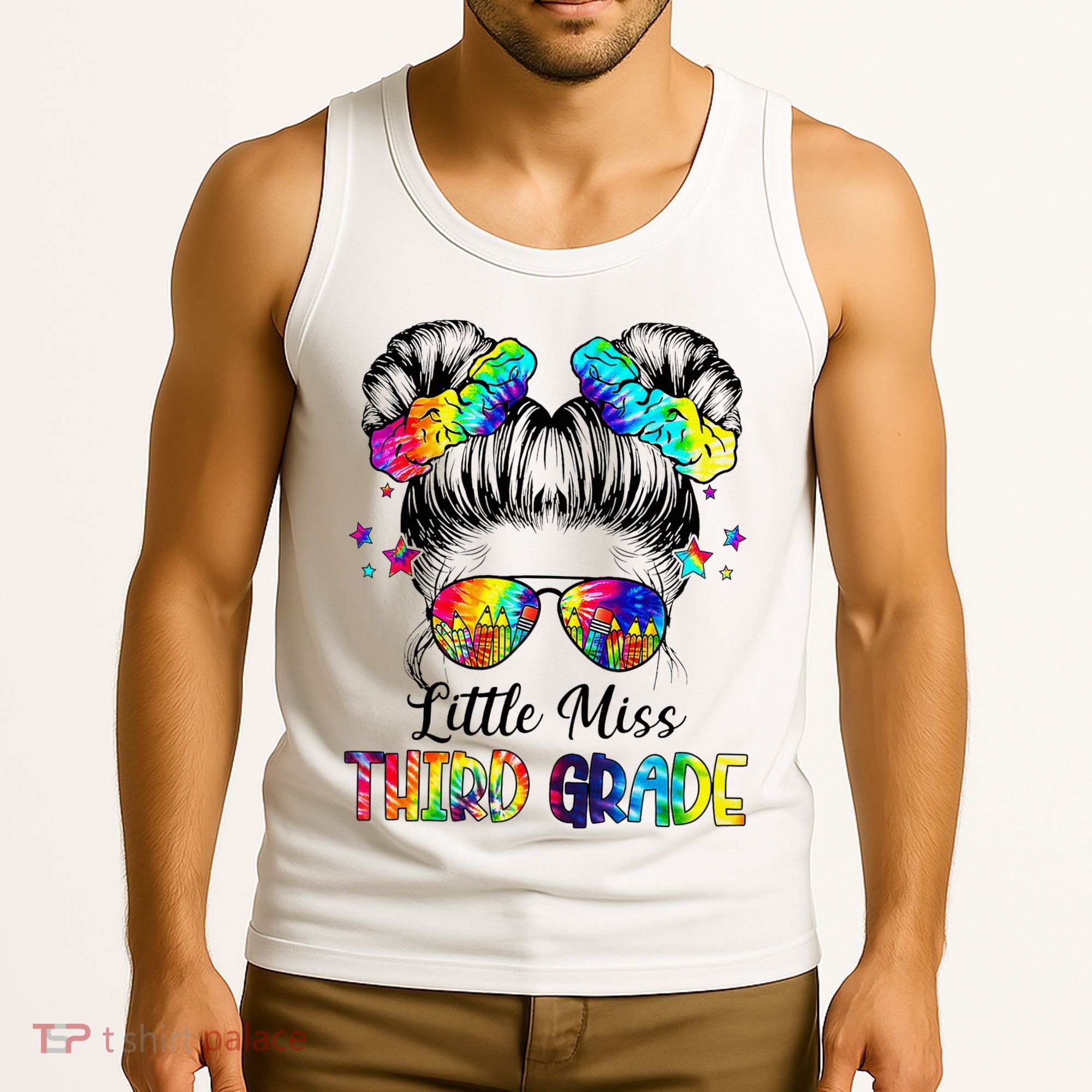 Little Miss Third Grade Messy Bun Back To School Tank Top