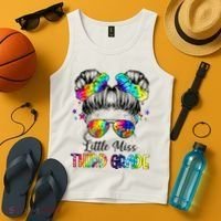 Little Miss Third Grade Messy Bun Back To School Tank Top thumb 4