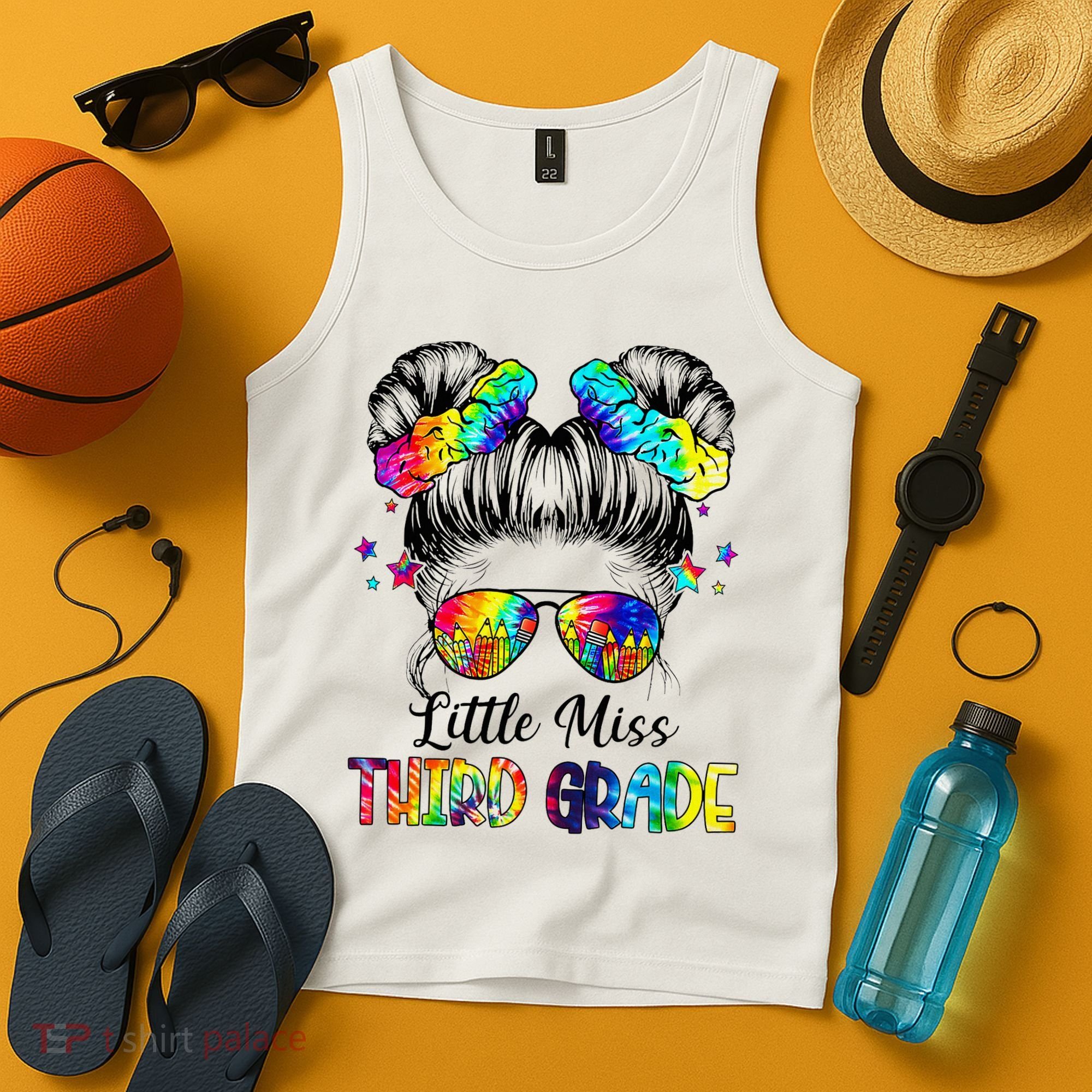 Little Miss Third Grade Messy Bun Back To School Tank Top