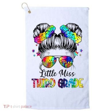 Little Miss Third Grade Messy Bun Back To School Golf Towel