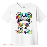 Little Miss Third Grade Messy Bun Back To School Toddler T-Shirt thumb 0