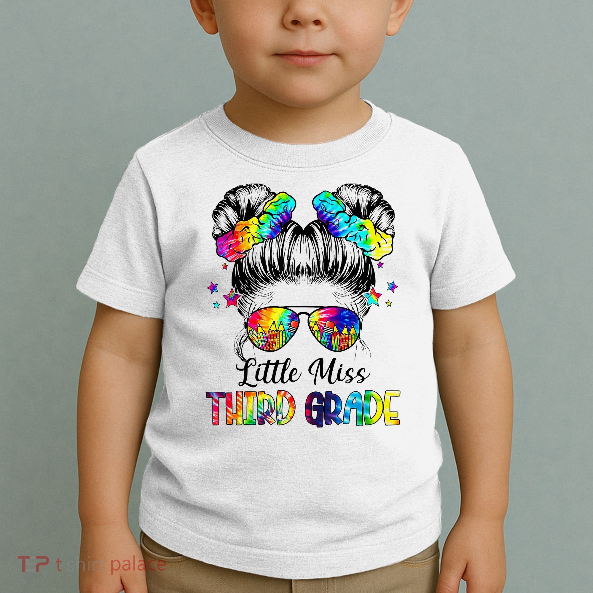 Little Miss Third Grade Messy Bun Back To School Toddler T-Shirt