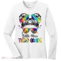 Little Miss Third Grade Messy Bun Back To School Women's Long Sleeve Shirt thumb 0
