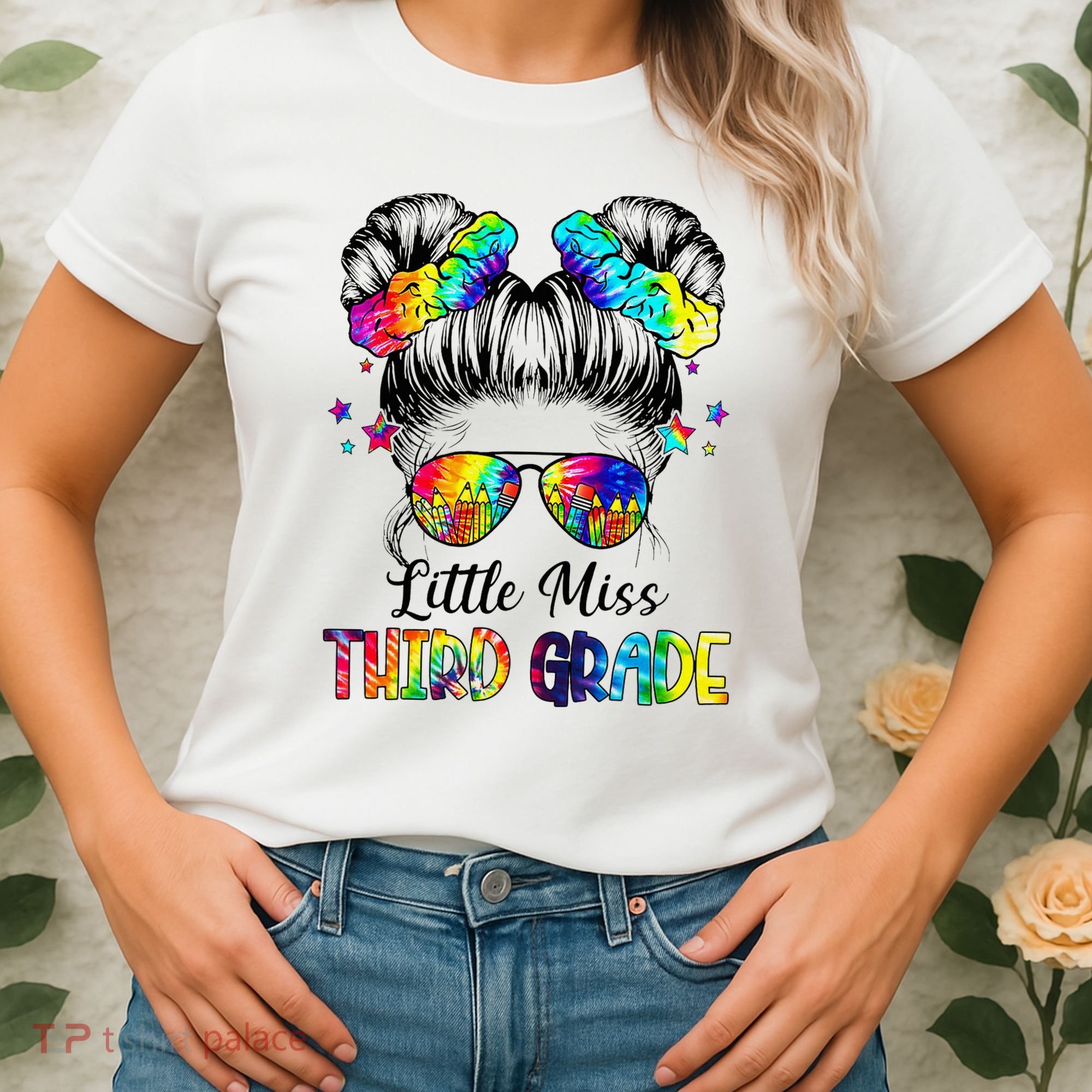 Little Miss Third Grade Messy Bun Back To School Women's T-Shirt