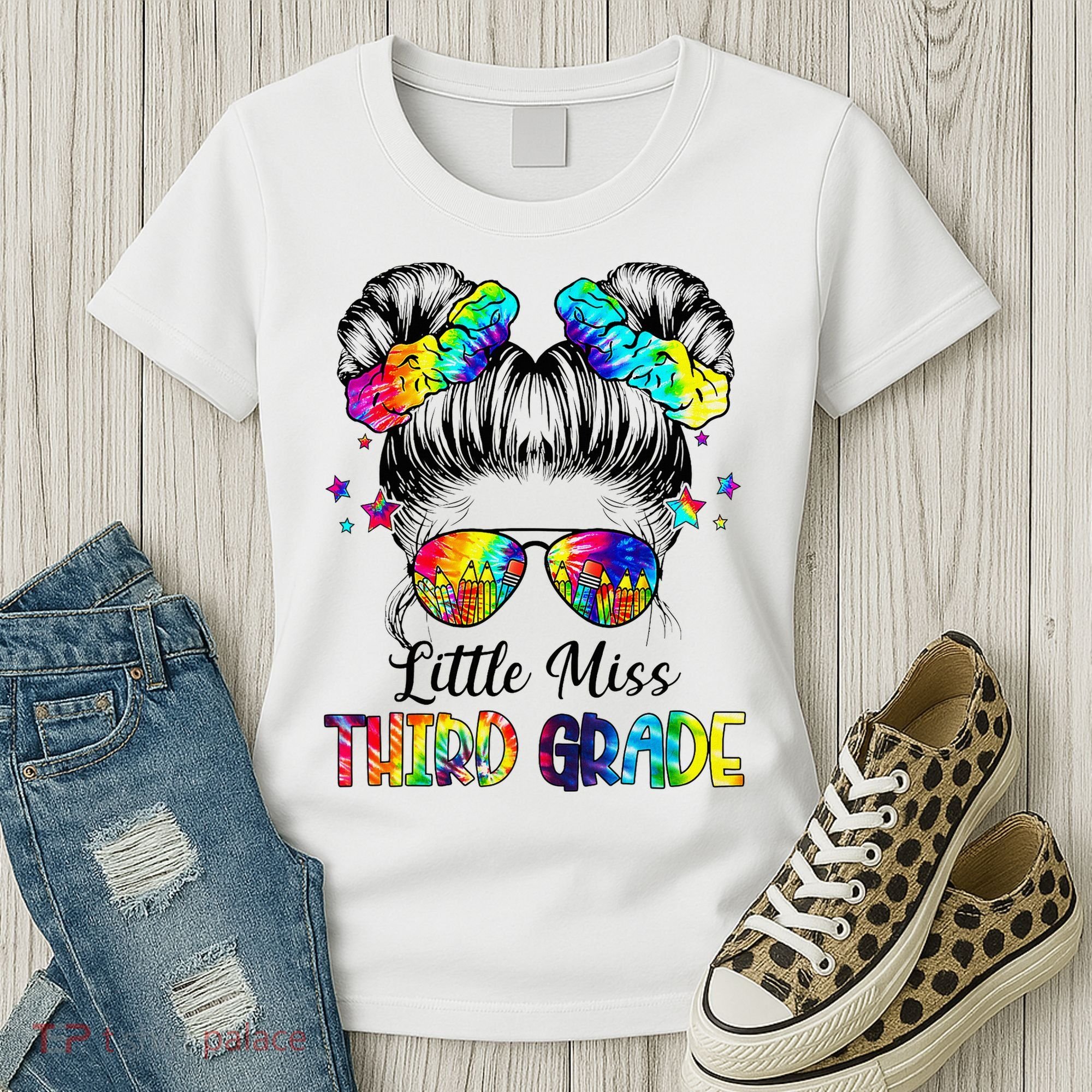 Little Miss Third Grade Messy Bun Back To School Women's T-Shirt