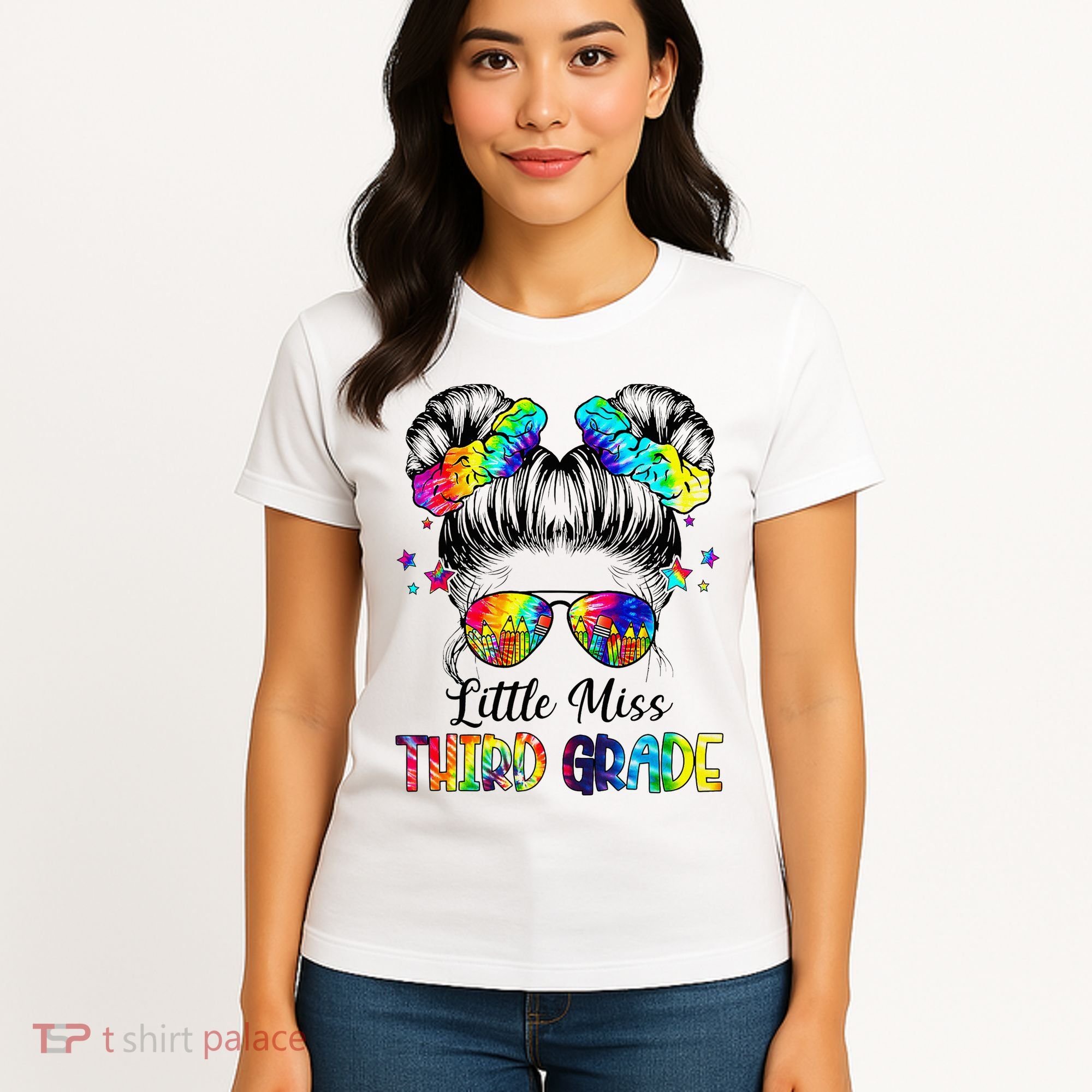Little Miss Third Grade Messy Bun Back To School Women's T-Shirt