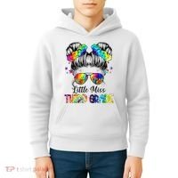 Little Miss Third Grade Messy Bun Back To School Kids Hoodie thumb 4