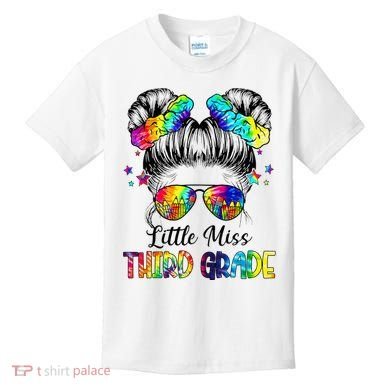 Little Miss Third Grade Messy Bun Back To School Kids T-Shirt