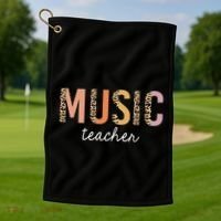 Leopard Music Teacher Cute Back To School Supplies Gift Golf Towel thumb 1