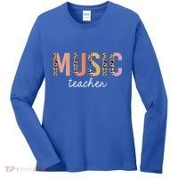 Leopard Music Teacher Cute Back To School Supplies Gift Women's Long Sleeve Shirt thumb 0
