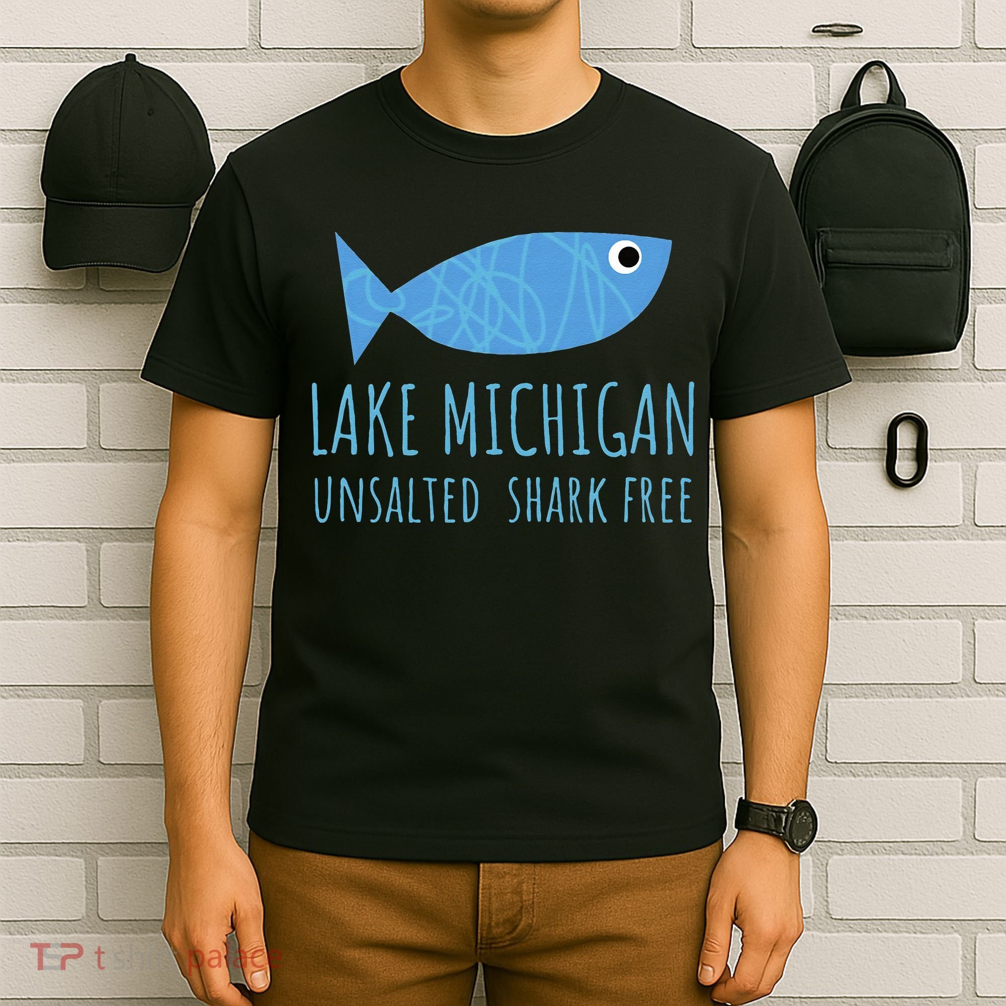 Lake Michigan Unsalted Shark Free Great Lakes Fishing Lover T-Shirt