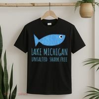 Lake Michigan Unsalted Shark Free Great Lakes Fishing Lover T-Shirt thumb 2