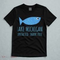 Lake Michigan Unsalted Shark Free Great Lakes Fishing Lover T-Shirt thumb 5