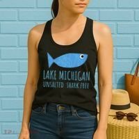 Lake Michigan Unsalted Shark Free Great Lakes Fishing Lover Women's Tank Top thumb 2