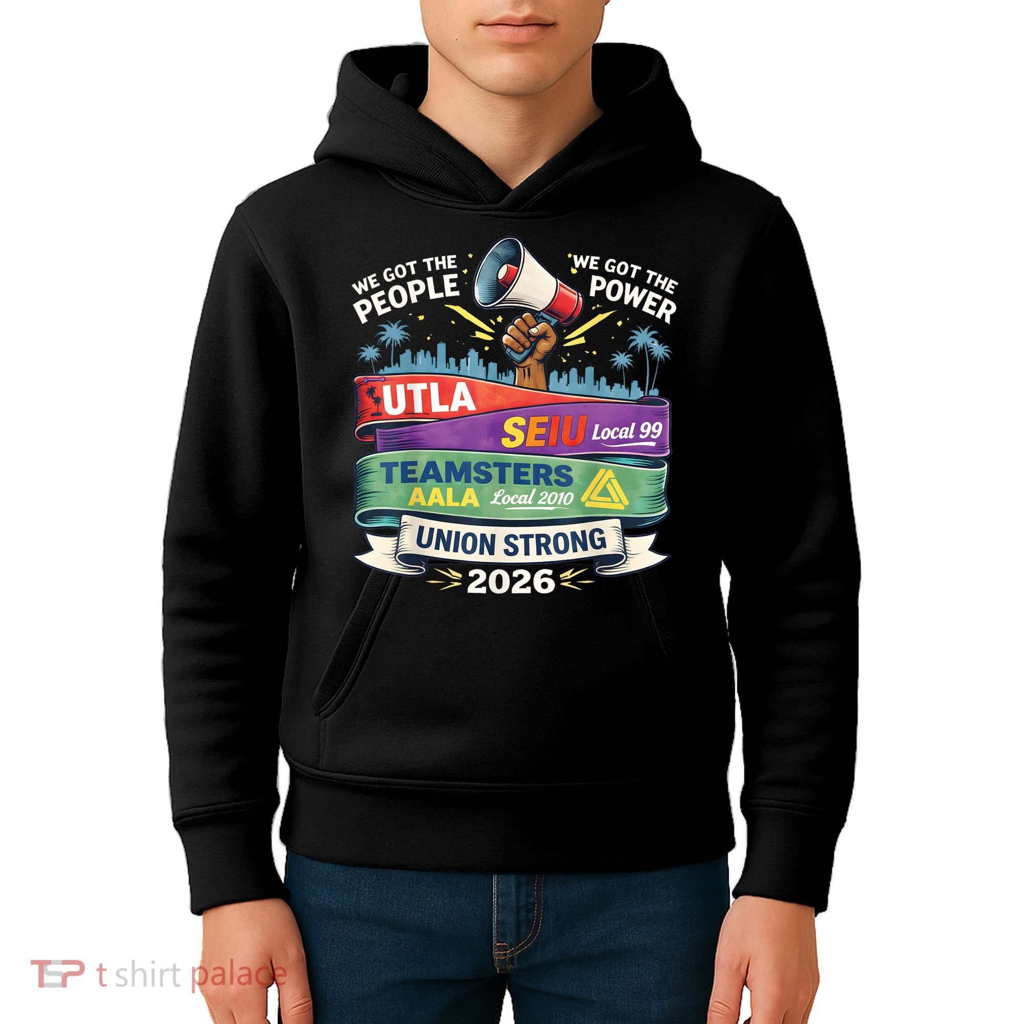 Labor Movement UTLA SEIU AALA Union Strong Protest Kids Hoodie