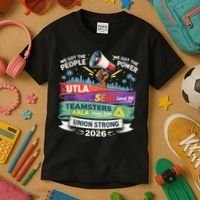 Labor Movement UTLA SEIU AALA Union Strong Protest Kids T-Shirt thumb 3