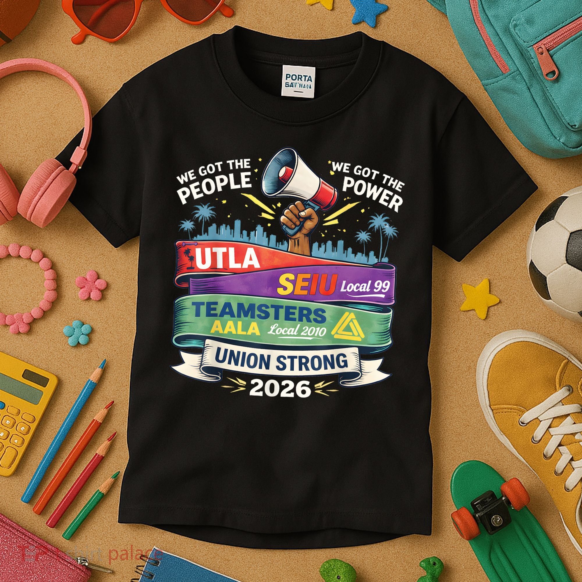 Labor Movement UTLA SEIU AALA Union Strong Protest Kids T-Shirt
