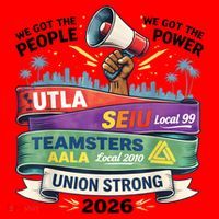 Labor Movement UTLA SEIU AALA Union Strong Protest Santa Hat thumb 1