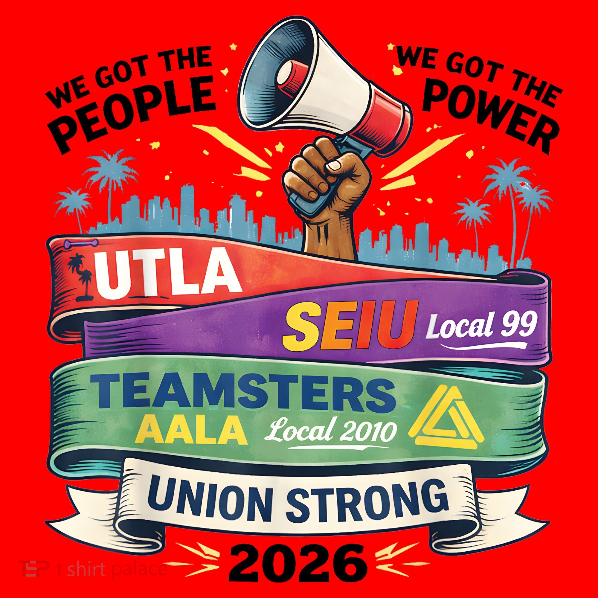 Labor Movement UTLA SEIU AALA Union Strong Protest Santa Hat