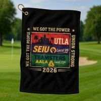 Labor Movement UTLA SEIU AALA Power To The People Golf Towel thumb 1