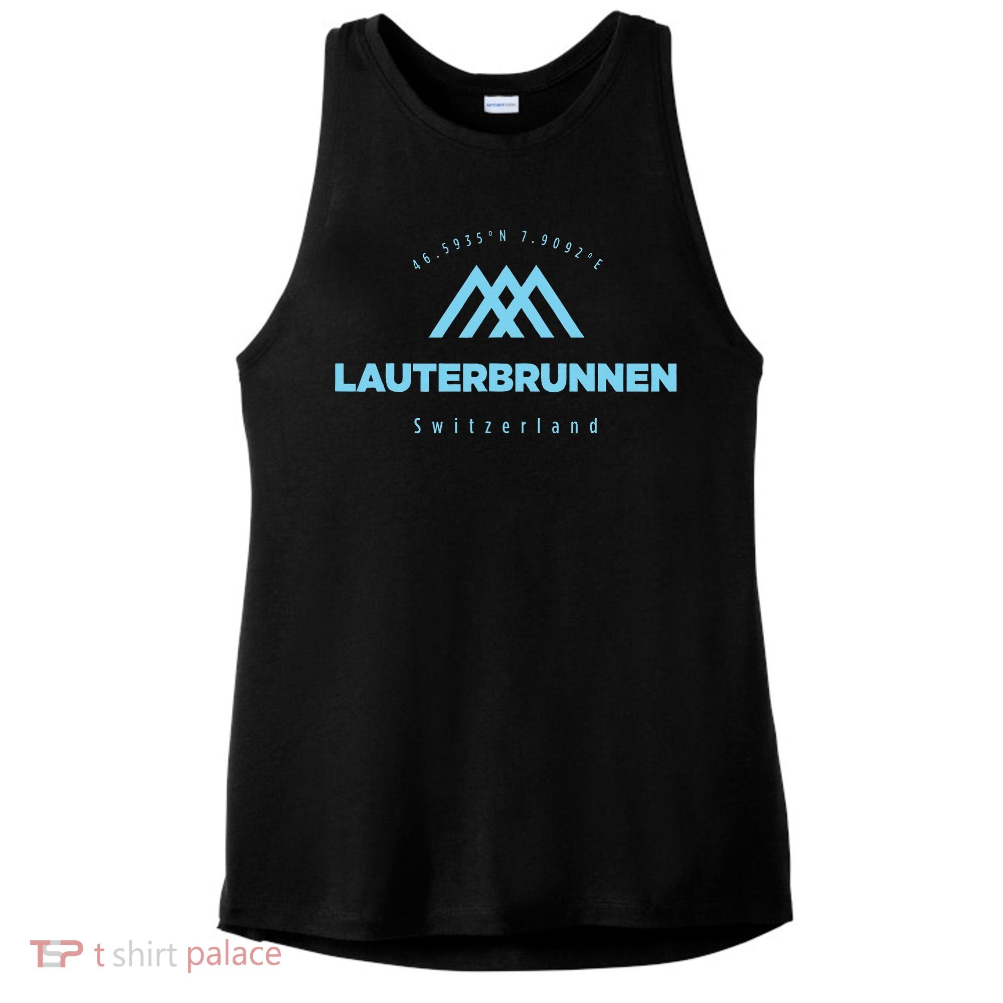 Lauterbrunnen Mountain Vacation Skiing Switzerland Ladies PosiCharge Tri-Blend Wicking Tank