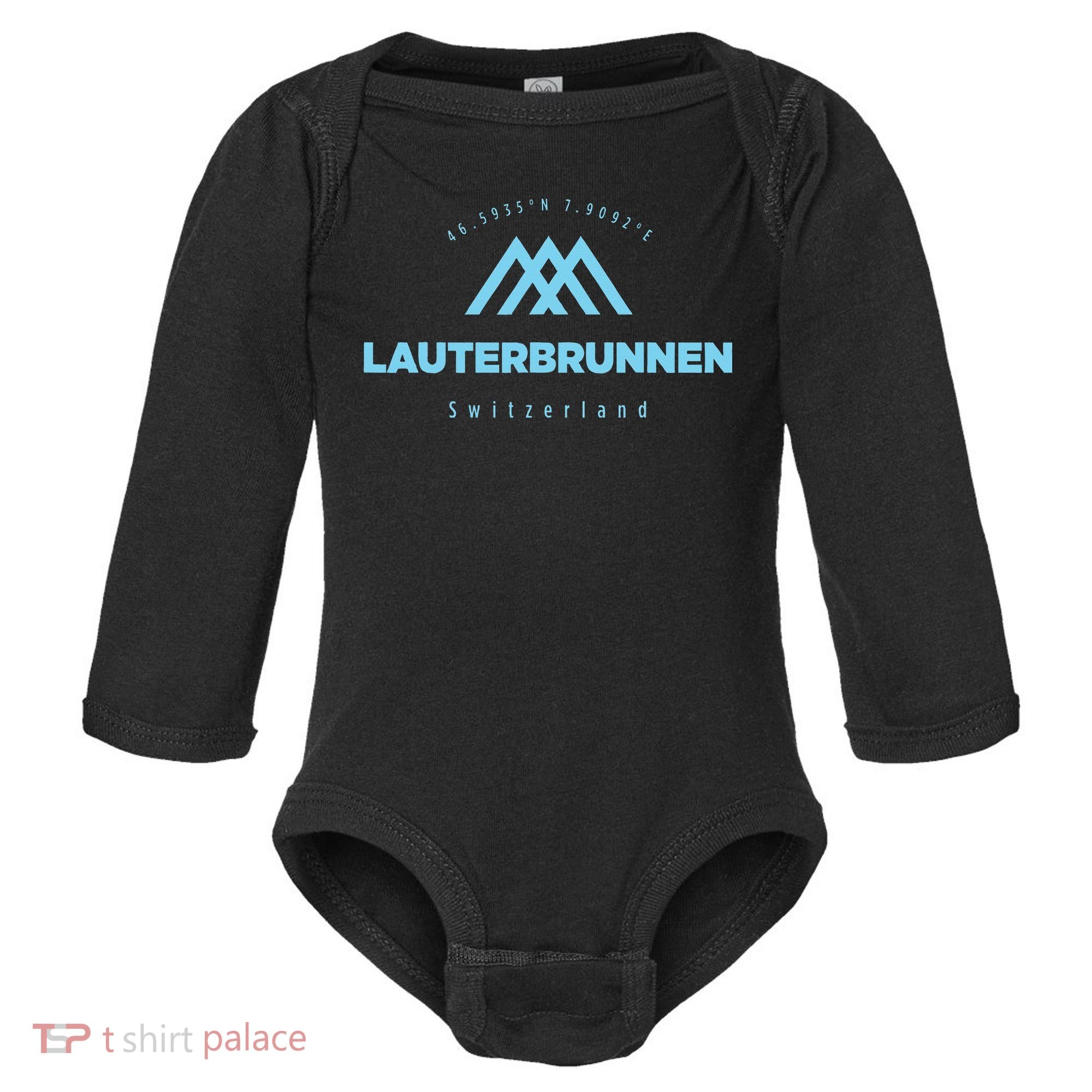 Lauterbrunnen Mountain Vacation Skiing Switzerland Baby Long Sleeve Bodysuit