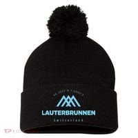 Lauterbrunnen Mountain Vacation Skiing Switzerland Pom Pom 12in Knit Beanie thumb 0