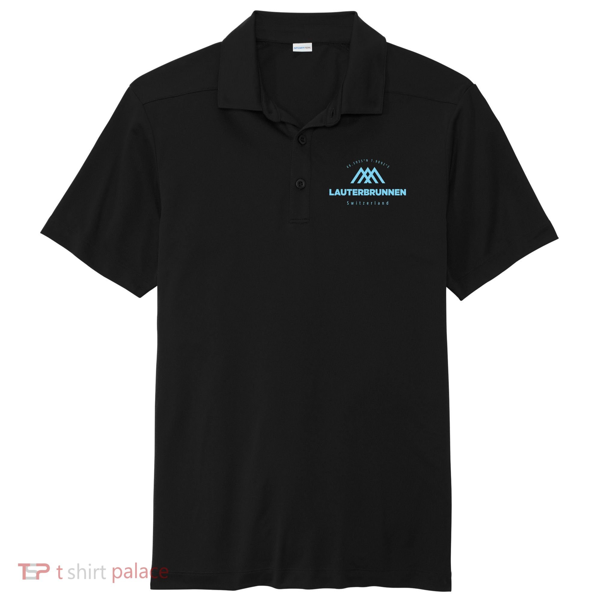 Lauterbrunnen Mountain Vacation Skiing Switzerland Sport-Tek Posi-UV Pro Polo