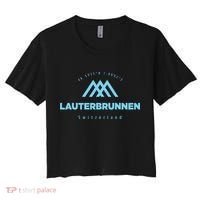 Lauterbrunnen Mountain Vacation Skiing Switzerland Women's Crop Top Tee thumb 0