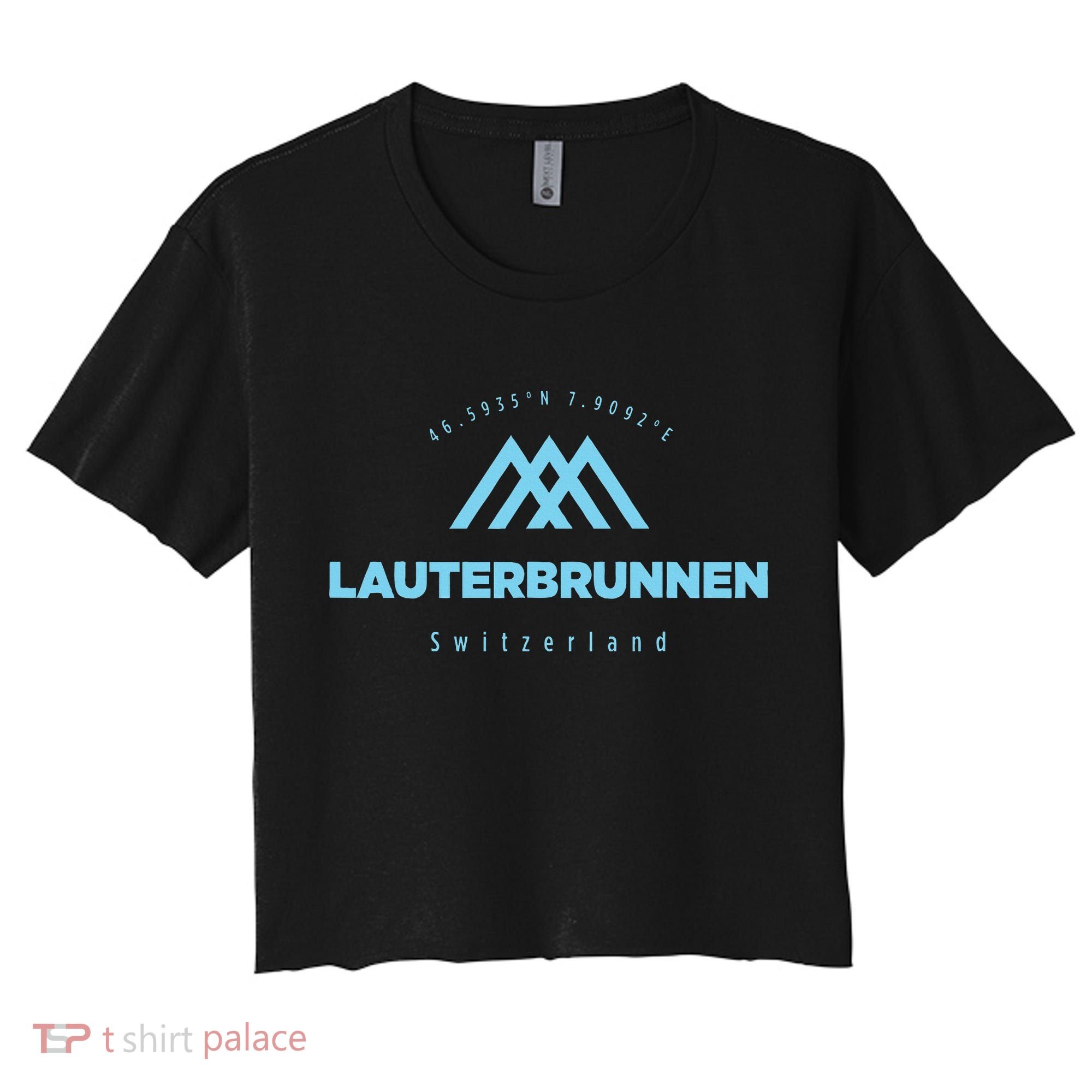 Lauterbrunnen Mountain Vacation Skiing Switzerland Women's Crop Top Tee