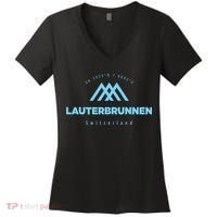 Lauterbrunnen Mountain Vacation Skiing Switzerland Women's V-Neck T-Shirt thumb 0