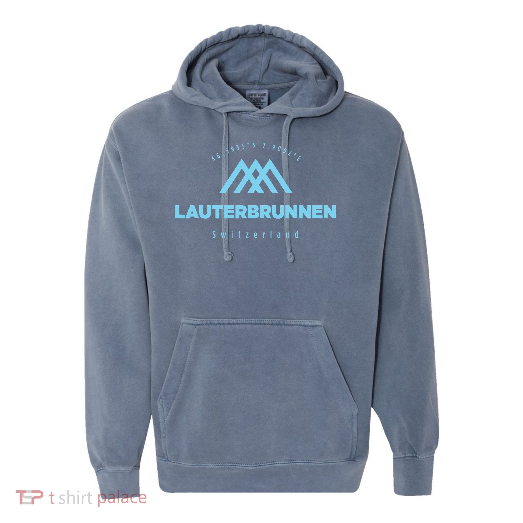 Lauterbrunnen Mountain Vacation Skiing Switzerland Comfort Colors Garment-Dyed Hooded Sweatshirt