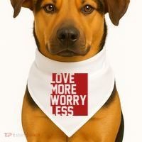 Love More Worry Less Quote USA-Made Doggie Bandana thumb 1