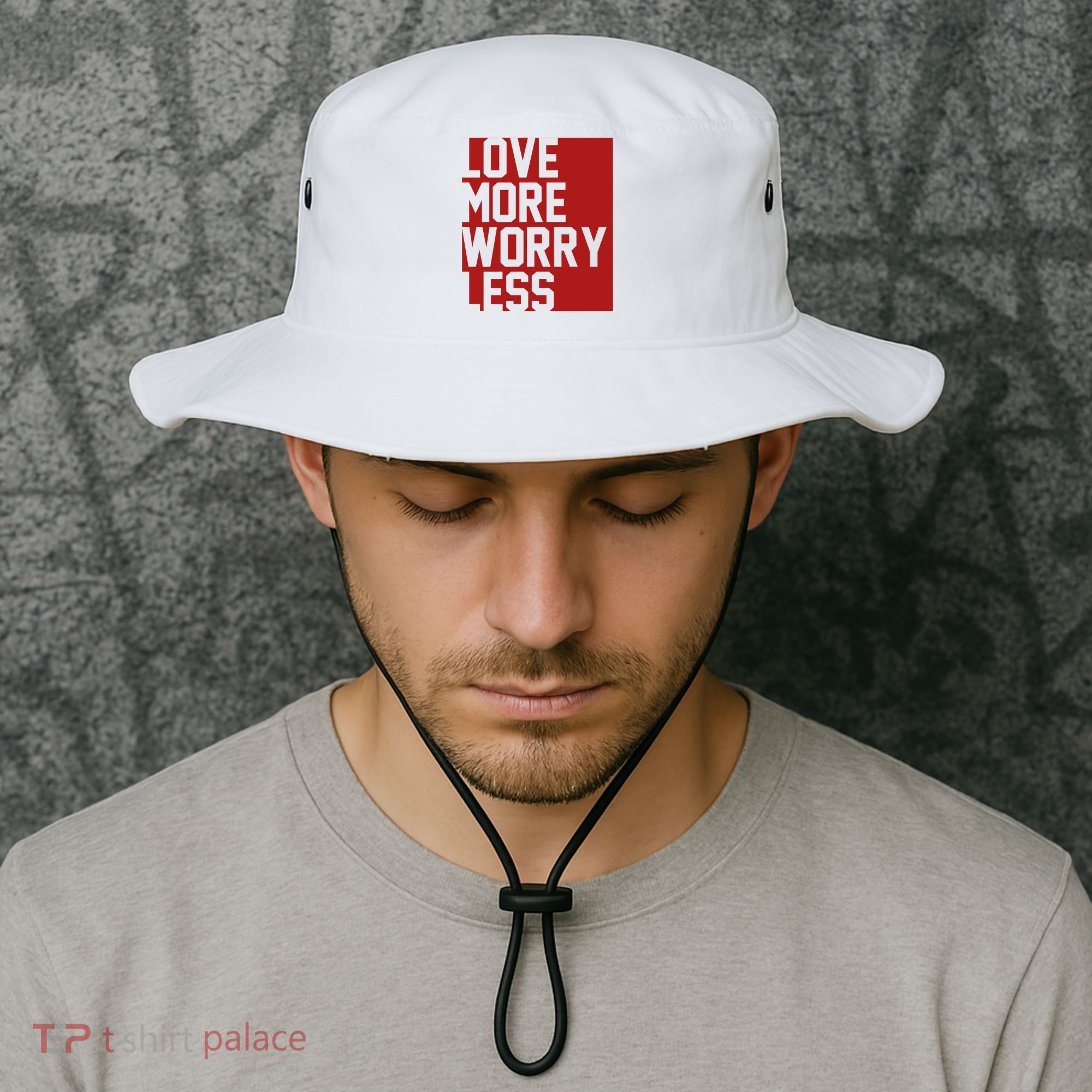 Love More Worry Less Quote Bucket Hat