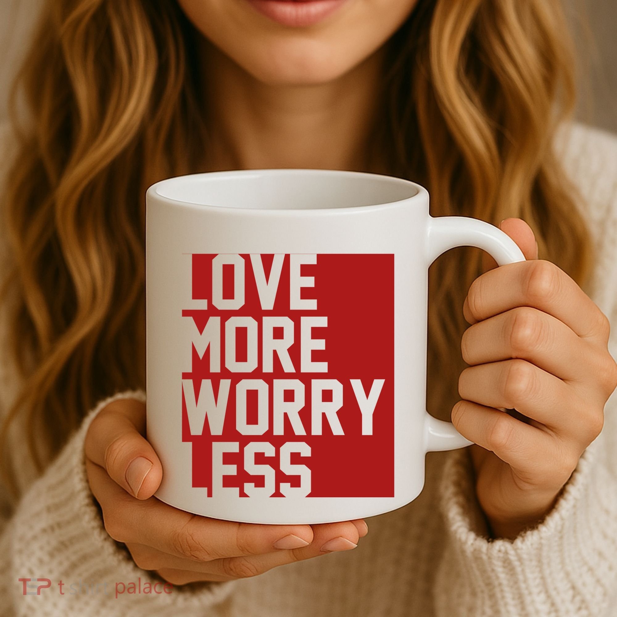 Love More Worry Less Quote Coffee Mug