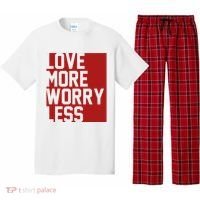Love More Worry Less Quote Pajama Set thumb 0