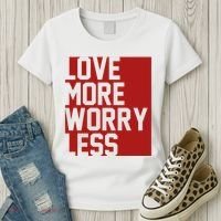 Love More Worry Less Quote Women's T-Shirt thumb 3