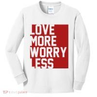 Love More Worry Less Quote Kids Long Sleeve Shirt thumb 0