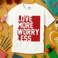 Love More Worry Less Quote Kids T-Shirt thumb 3