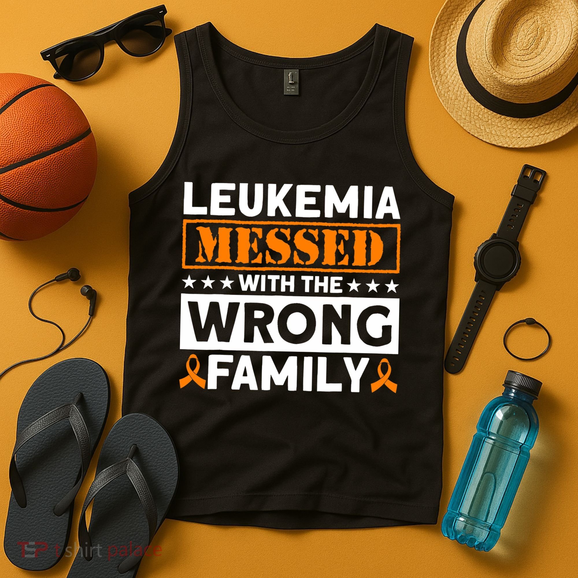 Leukemia Messed With The Wrong Family Leukemia Awareness Tank Top