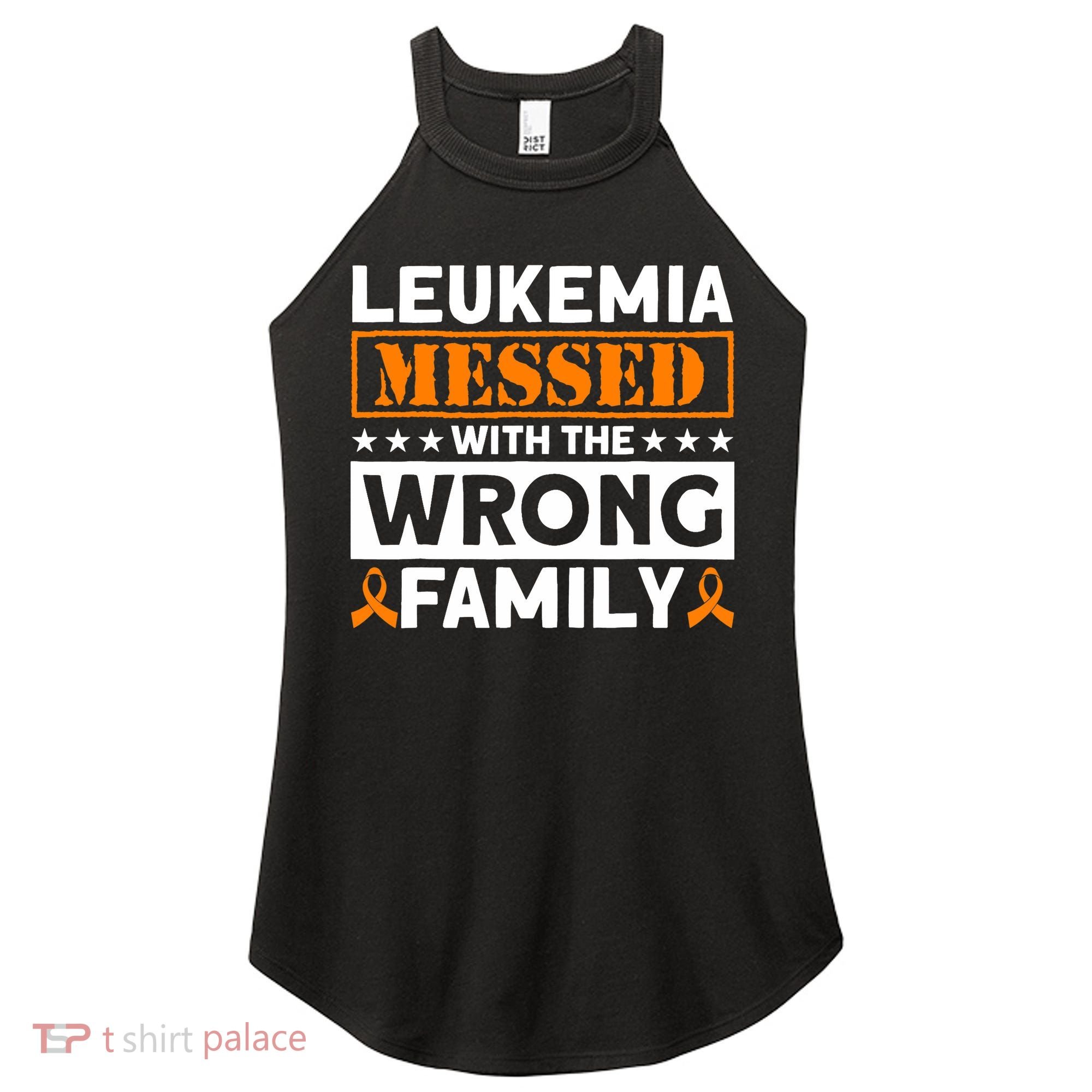 Leukemia Messed With The Wrong Family Leukemia Awareness Women's Perfect Tri Rocker Tank