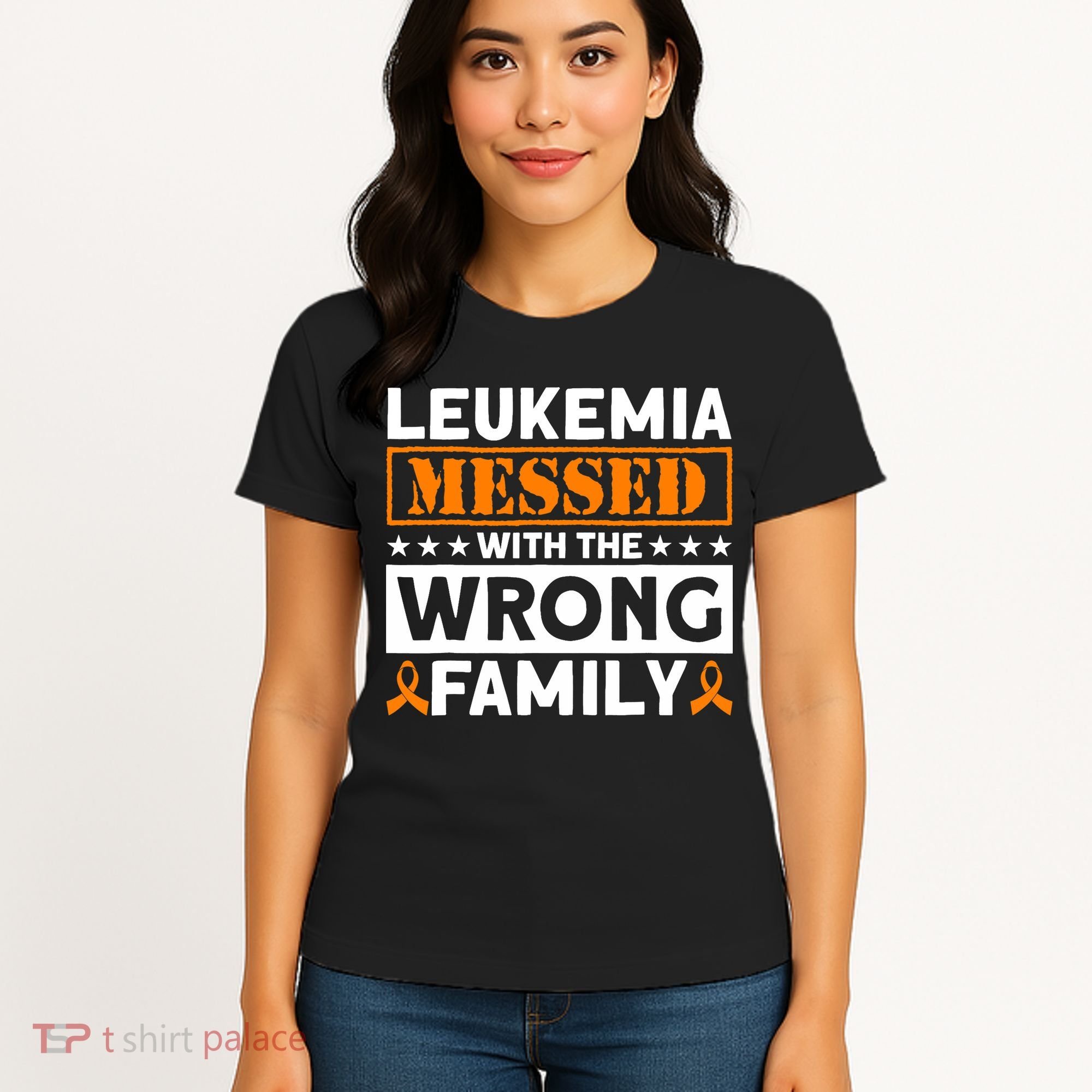 Leukemia Messed With The Wrong Family Leukemia Awareness Women's T-Shirt